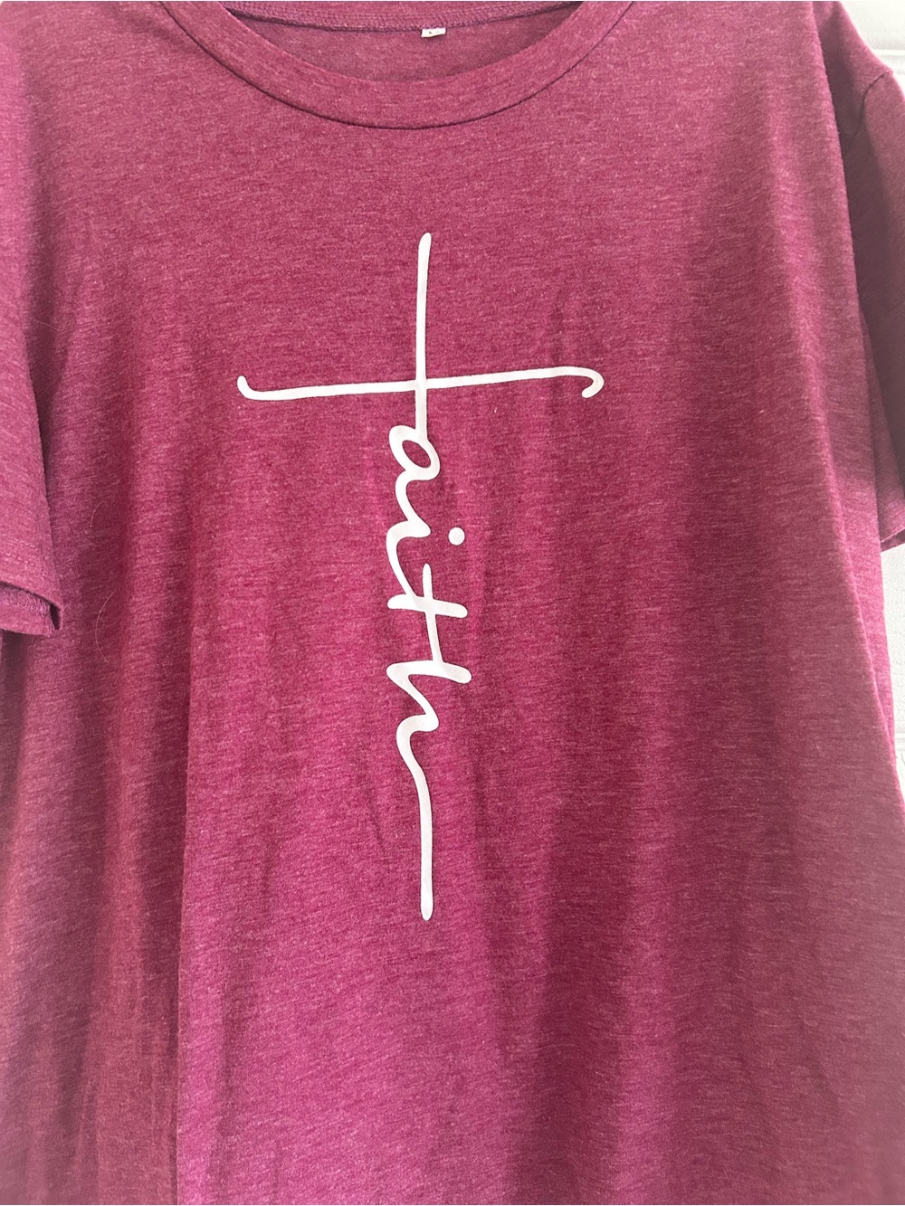 Faith Graphic Burgundy and White Size Medium Short Sleeve Tee - Picture 4 of 4